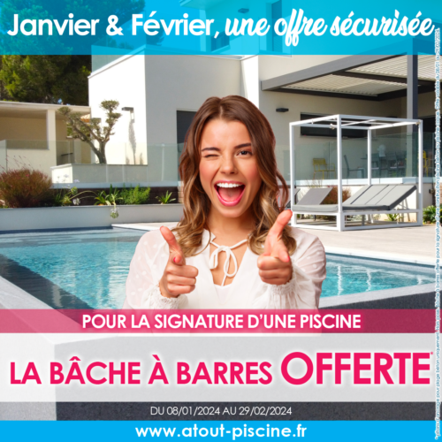 Bâche à barres offertes pour la signature d'une construction piscine