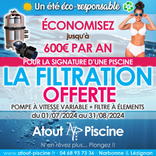 La filtration offerte : la pompe à vitesse variable et le filtre à éléments