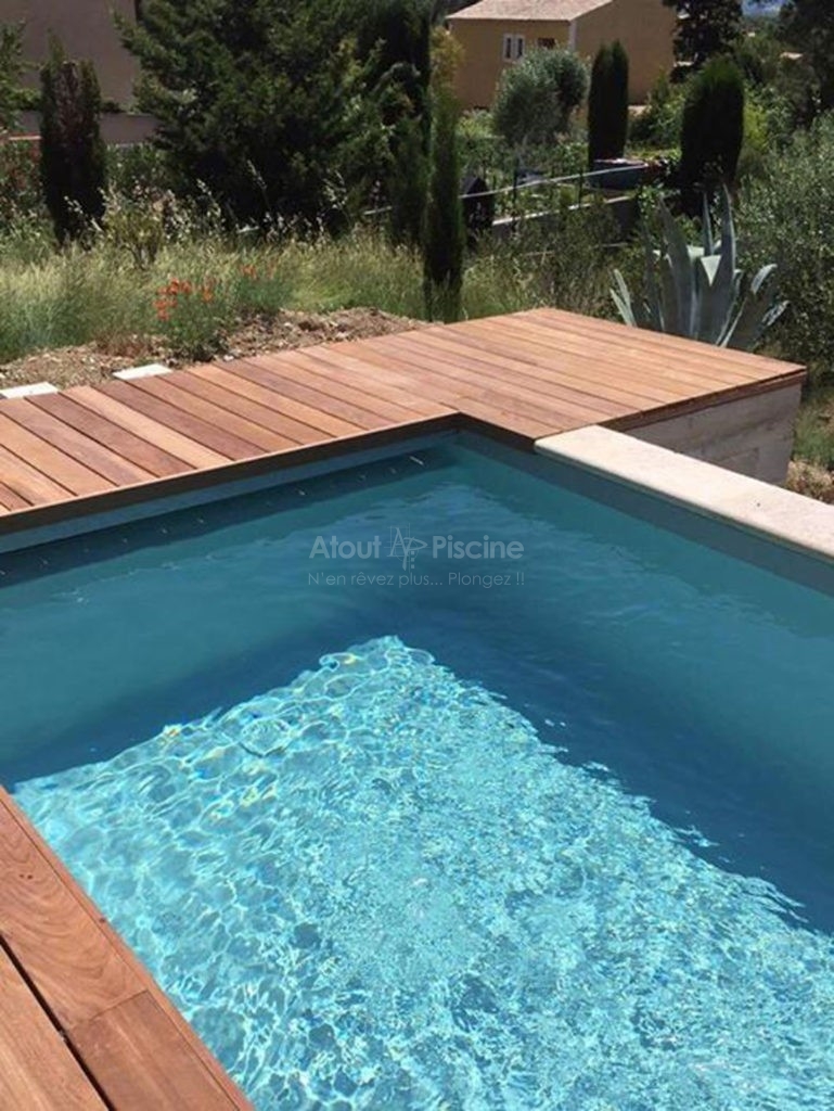 Piscine béton 5x3m avec couverture immergée PVC armé gris Lézignan