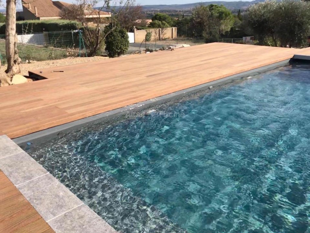 Piscine béton 8x4m PVC armé gris anthracite