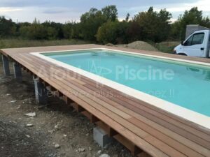 Piscine béton 9x4m et plage bois ipé à Sigean