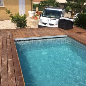 Piscine béton liner PVC armé gris 6x3m Roquefort des Corbieres