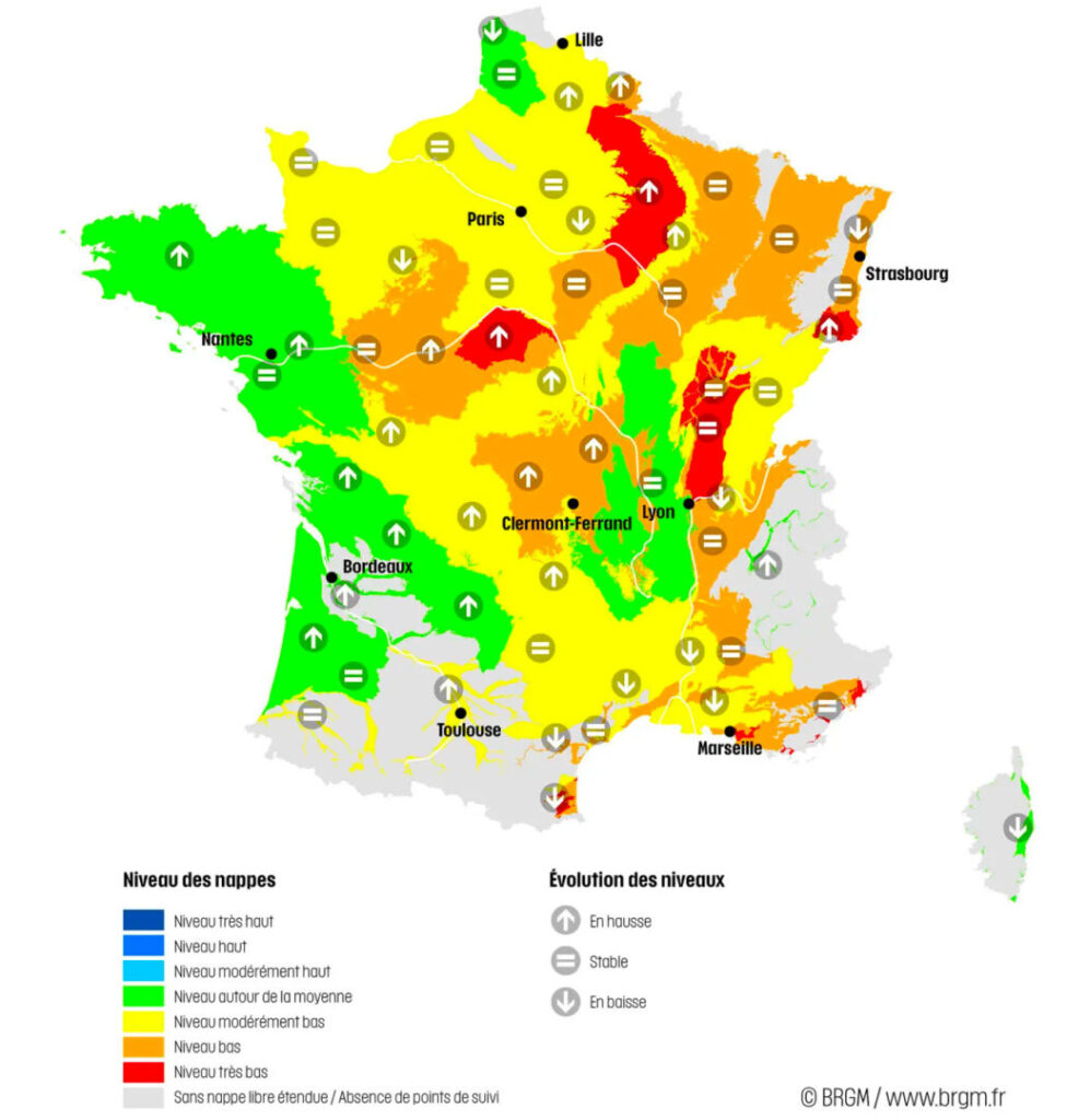 Situation des nappes phréatiques au 1er avril 2023